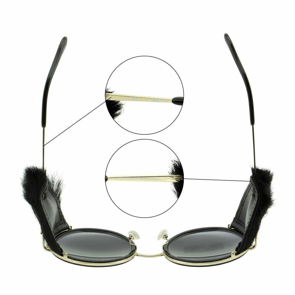 New Blumarine Black Gold Women Sunglasses 40th Year Anniversary, Round, Faux-Fur - Picture 9 of 11